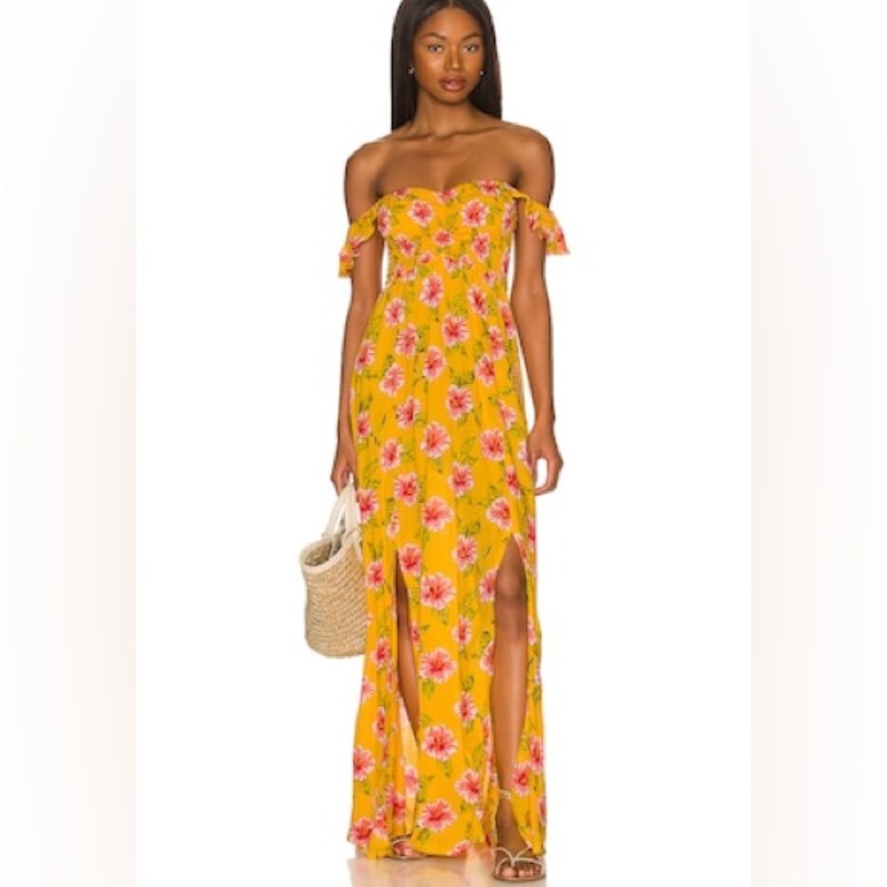 Tiare Hawaii Hollie Maxi Dress in Aloha Floral Sunshine- S/M- like new